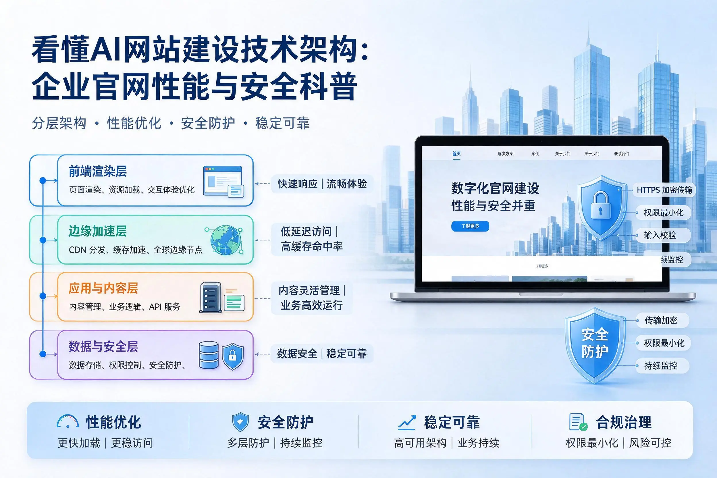 看懂AI网站建设技术架构：塔城企业官网性能与安全科普
