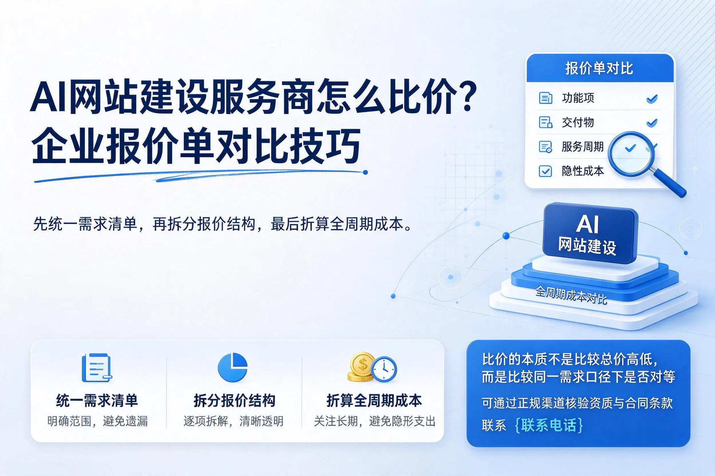 AI网站建设服务商怎么比价？塔城企业报价单对比技巧